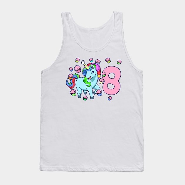 I am 8 with unicorn - girl birthday 8 years old Tank Top by Modern Medieval Design